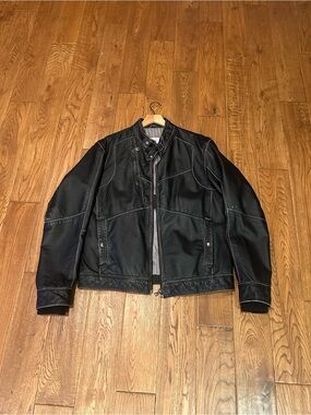 Womens Black Leather Moto Jacket with Stand Collar